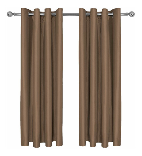 Juego Cortinas Blackout Simil Seda Camel Argollas Vip