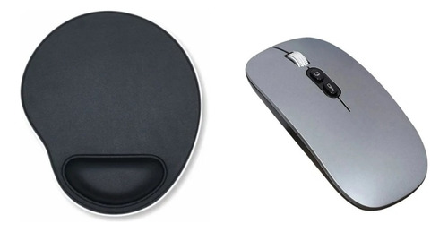 Mouse Recarregável + Mouse Pad Para Notebook Lenovo Ideapad Cor Cinza