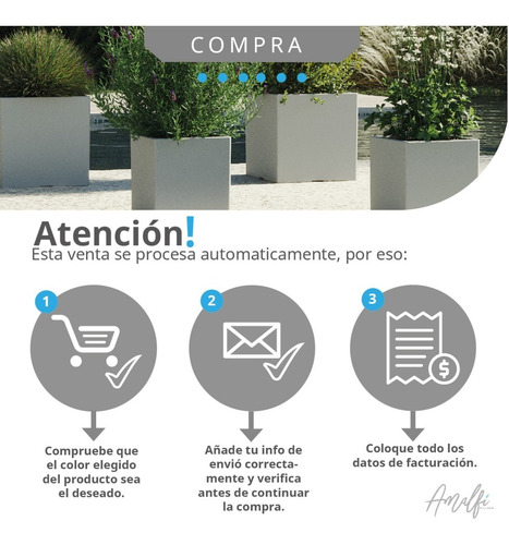 Maceta Plástica Rotomoldeada Modelo Cubo N 30 Moderna Amalfi