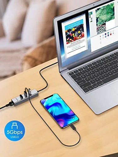 Hub Usb 3.0 De 3 Puertos Lention Con Adaptador Gigabit Ether