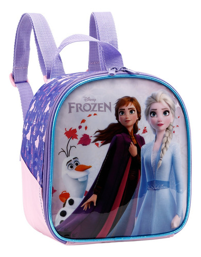 Lancheira Frozen Elsa Bolsa Térmica Mochila Escolar Infantil Cor Lilás