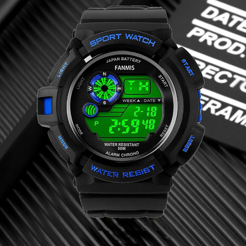 Fanmis Reloj Led Militar Digital Multifunción Para Hombre