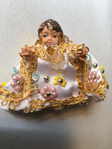 Niño Dios Miniatura Coleccionable 4 Cm Ropa Candelaria Yeso