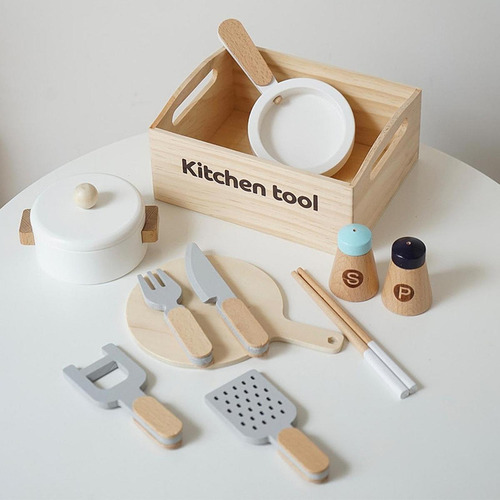 Juego De Cocina De Madera Con Pala Y Tenedor Montessori Para
