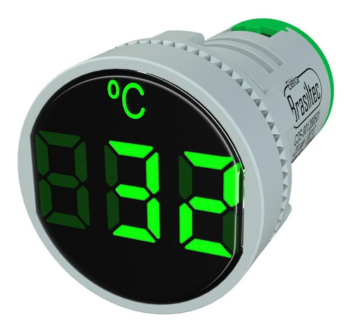 Kit C/ 30 Un Medidor De Temperatura 22mm Verde -20 Ate 100ºc