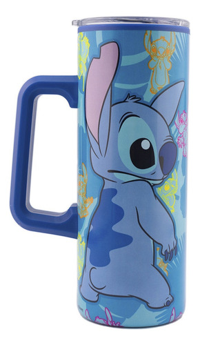 Termo Doble Pared Con Tapa Y Asa Disney Stitch 500 Ml