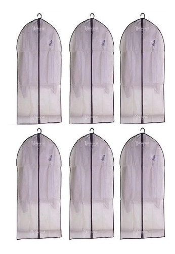Imagem 1 de 6 de Kit 6 Peças Capa Em Tnt Roupas Terno Vestido Zíper 60x100