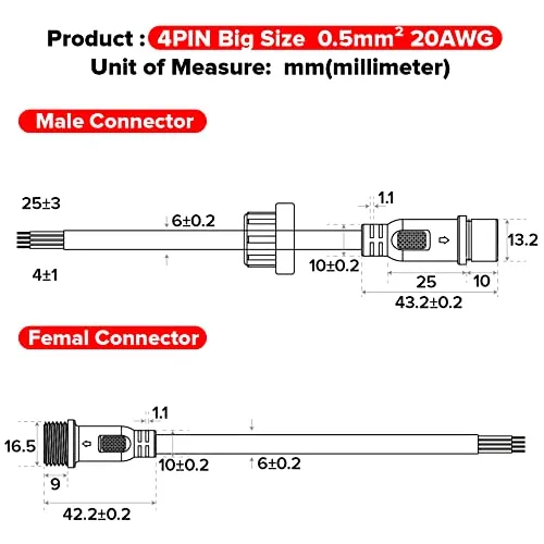 Conector Plstico En T Ip65, 4 Pines, 5pcs, 1 Macho 2 Hembras