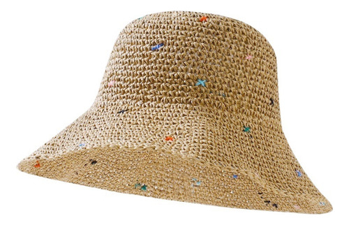 Sombrero De Paja Con Protección Solar Ala Grande, Plegable
