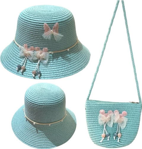 Sombrero De Paja Pavas Con Diseño Accesorios Bolsos