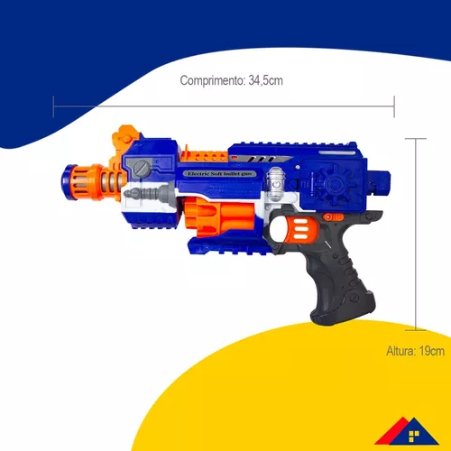 Arma De Brinquedo Lançador Nerf Automática Pilhas Com 20 Dardos