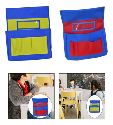 2 X 6 Bolsillos Para Silla Escolar Con Ranura Para Placa De