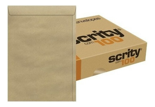 Envelope Saco Kraft Natural Pardo 31x41 Cm Scrity 100 Und Cor Marrom