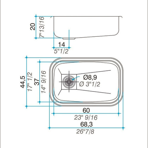 Imagen 3 de 5 de Bacha Pileta Simple Johnson Cocina E60 A Sobreponer