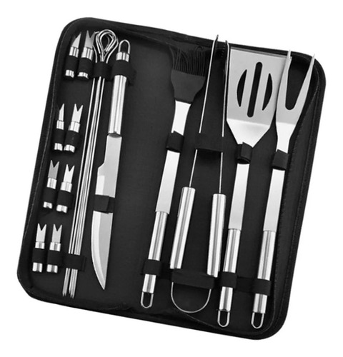 Set Parrillero Asado 17 Pcs Kit Accesorios Parrilla Barbacoa