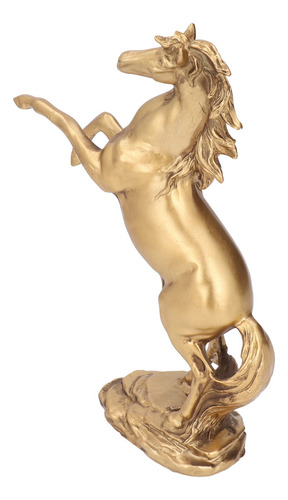 Estatua De Caballo, Material De Resina, Acabado Dorado, Deco