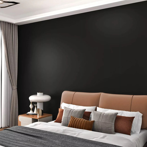 Papel Tapiz Mural Negro Texturizado Adhesivo 60cm X 10mt Negro
