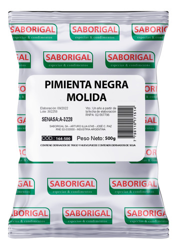 Pimienta Negra Molida Saborigal X 500 Gr