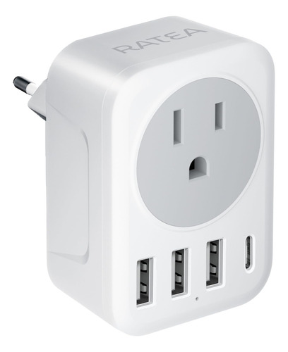 Adaptador De Enchufe 3 Usb Tipo A, 1 Tipo C Para Europa