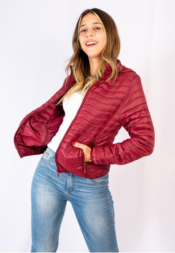 Campera Mujer Pluma Importada Abrigo Capucha Desmontabl Elt