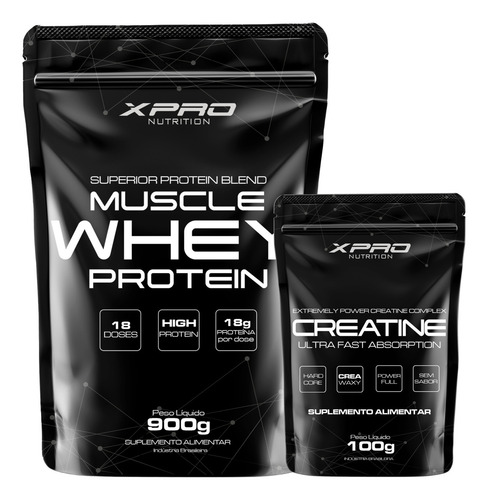 Combo Ganho Massa Magra E Força Whey Protein + Creatina Sabor Morango