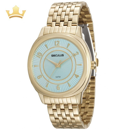 Relógio Seculus Feminino Analógico Dourado Original + Nf
