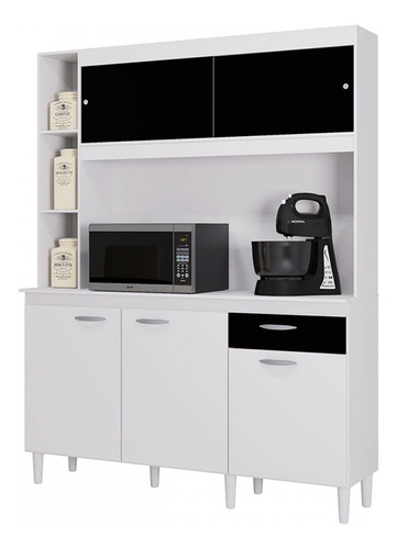 Cozinha Compacta Duda 5 Portas 1 Gaveta Branco/preto