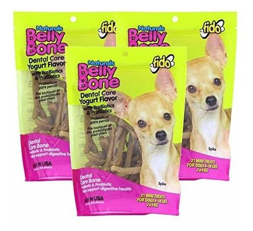 Fido Belly Bone Yogurt Dog Huesos Large Pack De 3