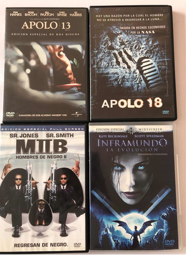 Dvd Apolo 13 Apolo 18 Men In Black 2 Inframundo La Evolución