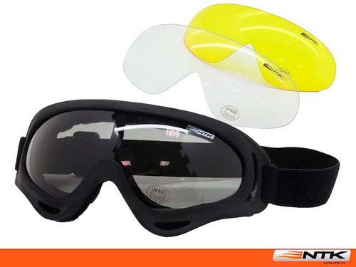 Gafas Airsoft antivaho con 3 lentes tácticas de color negro Luni Ntk
