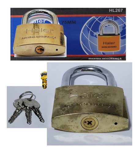 Imagem 1 de 7 de 02 X Cadeado Grande 75mm P/ Portão Garagem Corrente Loja