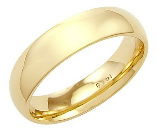 Anillo Pesado De Boda Con Cúpula Lisa De Oro Amarillo Macizo