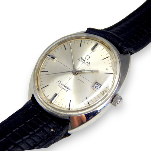 Reloj Omega Seamaster Cosmic Ref 166.026 Cal 565 Date 35 Mm Negro Plateado Gris (Usado)