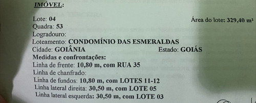 Imagem 3 de 3 de Lote Condomínio Das Esmeraldas Urgente