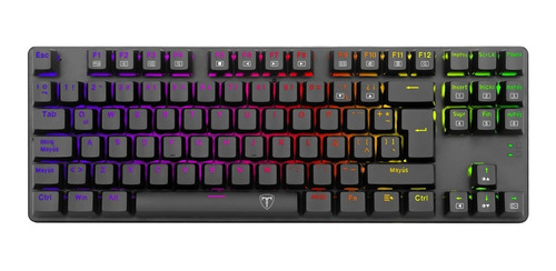 Teclado gamer T-Dagger Bora T-TGK315 QWERTY T-Dagger Blue español color negro con luz RGB