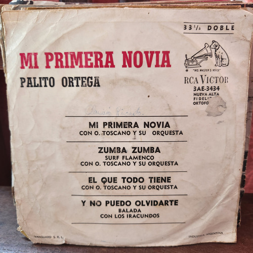 Portada Simple Palito Ortega Mi Primera Novia Ps0 (Usado)