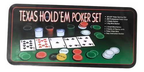 Kit Jogo Poker Texas Hold'em 200 Fichas Numeradas + Feltro
