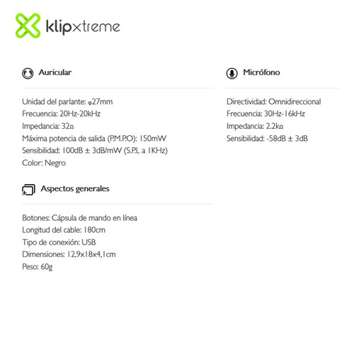 Imagen 8 de 10 de Audífonos Usb Diadema Mic Control Klip Xtreme Sekual Ksh-290