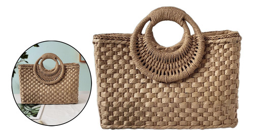 Bolso De Hombro De Paja De Moda Bolso Tejido Señora Caqui