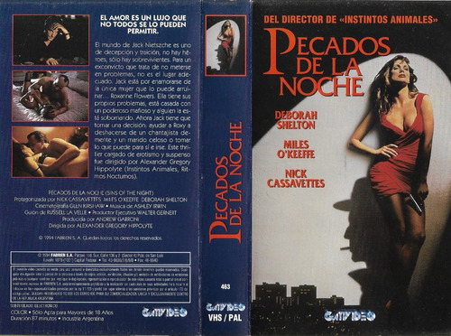 Pecados De La Noche Vhs Nick Cassavetes Deborah Shelton