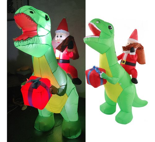Inflable Con Forma De Dinosaurio Navideño, Decoración De Pat
