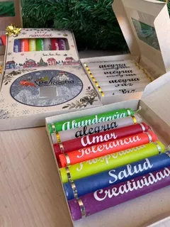 Velas Frases Personalizadas Noche Velitas Coloridas Pack X8