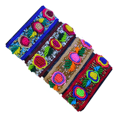 Pulsera Tejido Flor Mujer Multicolor Pack 2 Piezas