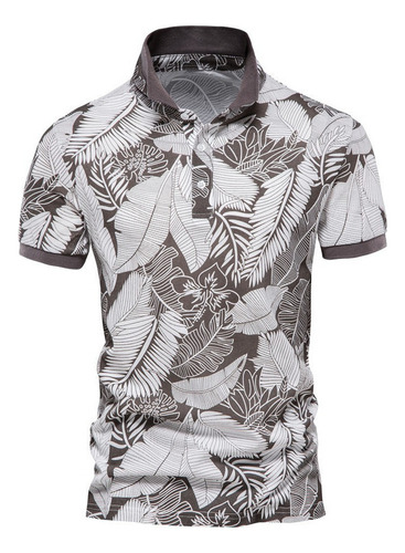 Camisa Polo Masculina Casual Com Estampa Floral Com Estampa