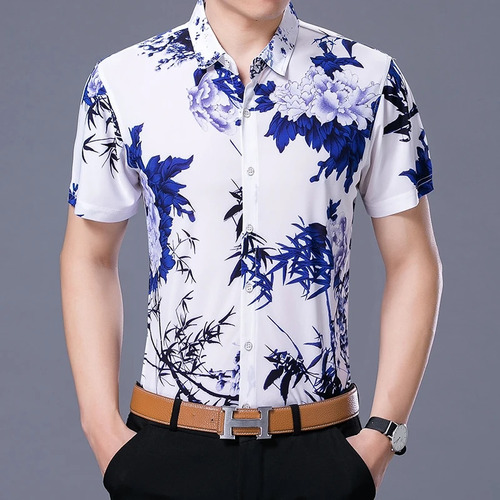 Blusa De Flores Para Hombre, Ropa Con Estampado De Verano Pa