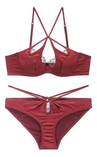 Conjunto De Lencería Para Mujer, Encaje Fino, Sin Costuras