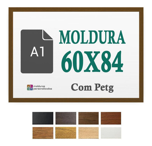 Moldura Marrom 60x84 Cm Para A1 Poster Impressão Arte Petg