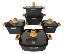 Comprar Juego De Ollas Cuadrada Valeska  10 Pcs Roca Volcanica