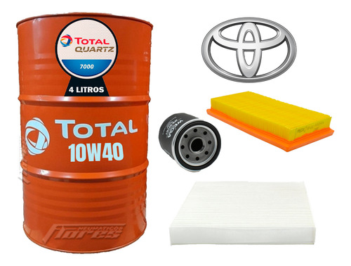 Cambio Aceite Total 10w40 4l + Kit Filtros Toyota Yaris 1.5