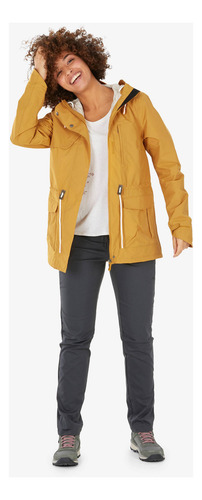 Chamarra Impermeable Trekking Quechua Nh550 Mujer Mostaza